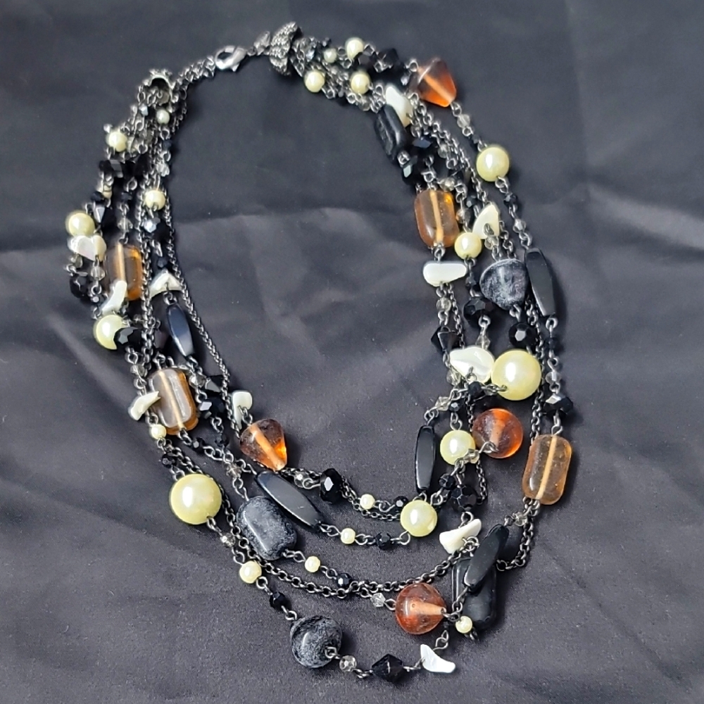Lia Sophia Elegant Multi-Strand Black and Gold Necklace